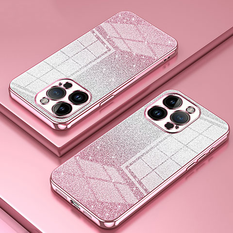 Custodia Silicone Trasparente Ultra Sottile Cover Morbida SY2 per Apple iPhone 14 Pro Oro Rosa