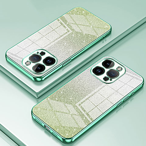 Custodia Silicone Trasparente Ultra Sottile Cover Morbida SY2 per Apple iPhone 15 Pro Verde
