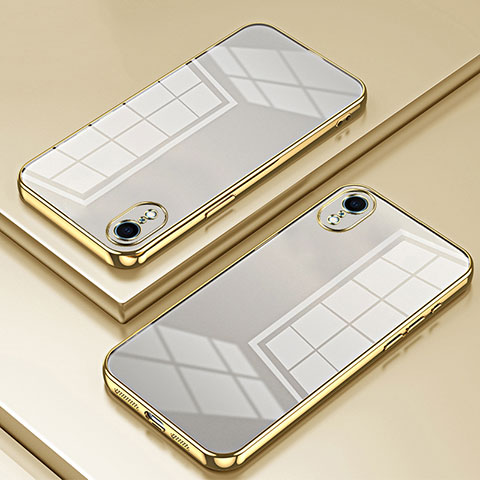 Custodia Silicone Trasparente Ultra Sottile Cover Morbida SY2 per Apple iPhone XR Oro