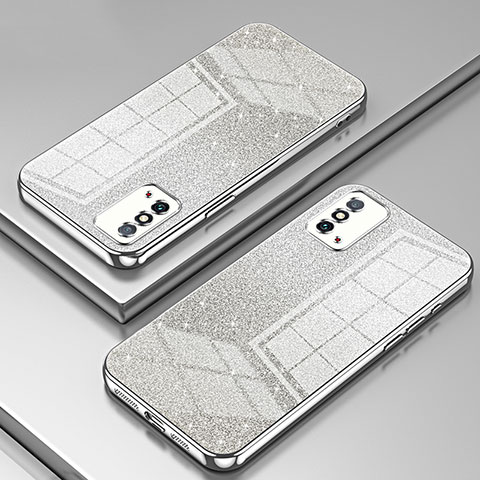 Custodia Silicone Trasparente Ultra Sottile Cover Morbida SY2 per Huawei Honor X10 Max 5G Argento