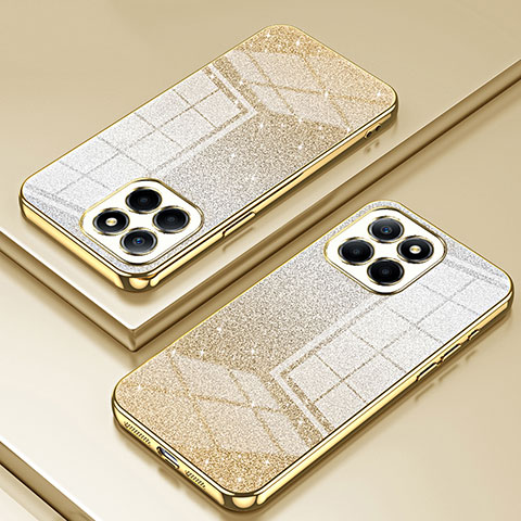 Custodia Silicone Trasparente Ultra Sottile Cover Morbida SY2 per Huawei Honor X6a Oro
