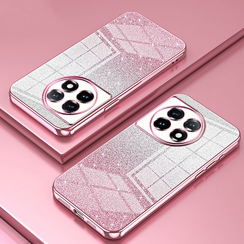 Custodia Silicone Trasparente Ultra Sottile Cover Morbida SY2 per OnePlus 11 5G Oro Rosa