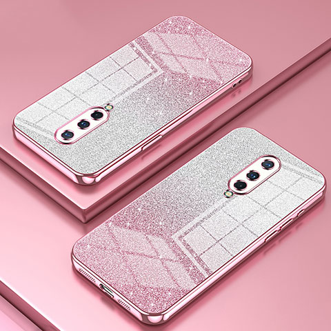 Custodia Silicone Trasparente Ultra Sottile Cover Morbida SY2 per OnePlus 8 Oro Rosa