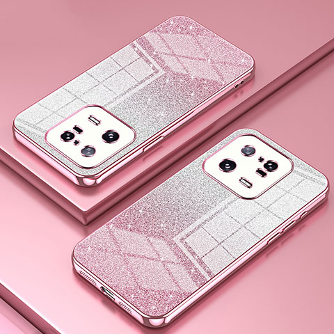 Custodia Silicone Trasparente Ultra Sottile Cover Morbida SY2 per Xiaomi Mi 13 Pro 5G Oro Rosa