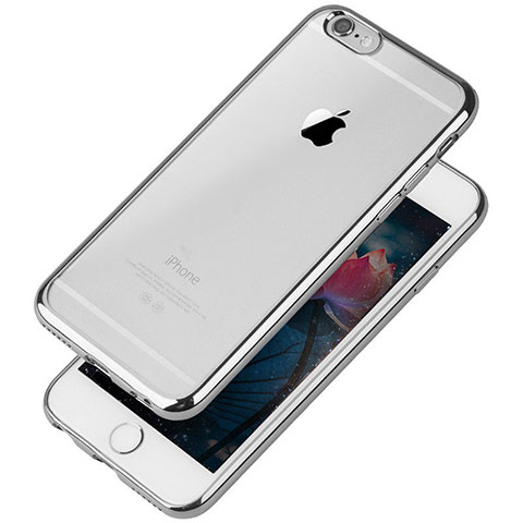 Custodia Silicone Trasparente Ultra Sottile Cover Morbida T08 per Apple iPhone 6S Argento