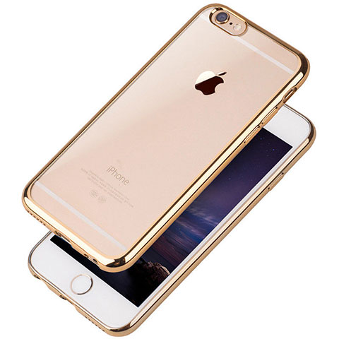 Custodia Silicone Trasparente Ultra Sottile Cover Morbida T08 per Apple iPhone 6S Oro