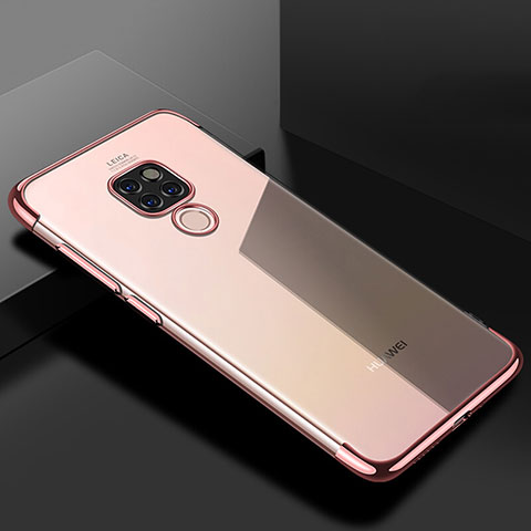 Custodia Silicone Trasparente Ultra Sottile Cover Morbida U01 per Huawei Mate 20 Oro Rosa