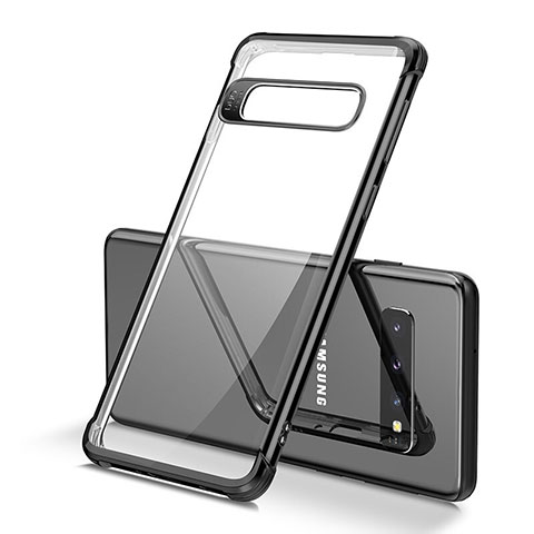Custodia Silicone Trasparente Ultra Sottile Cover Morbida U01 per Samsung Galaxy S10 Nero