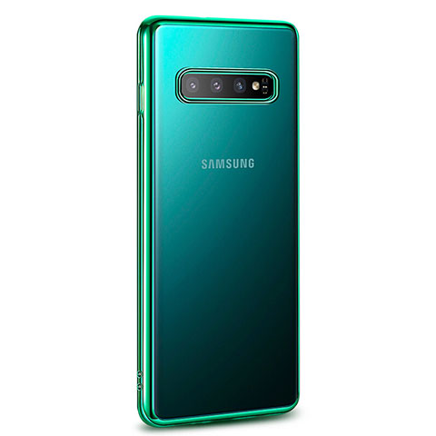 Custodia Silicone Trasparente Ultra Sottile Cover Morbida U03 per Samsung Galaxy S10 Verde