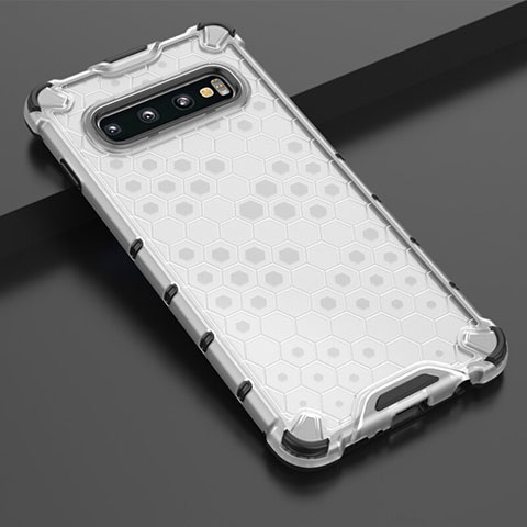 Custodia Silicone Trasparente Ultra Sottile Cover Morbida U04 per Samsung Galaxy S10 Plus Bianco