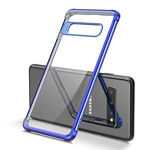 Custodia Silicone Trasparente Ultra Sottile Cover Morbida U05 per Samsung Galaxy S10 Plus Blu