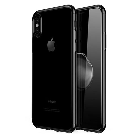 Custodia Silicone Trasparente Ultra Sottile Cover Morbida V02 per Apple iPhone Xs Max Nero