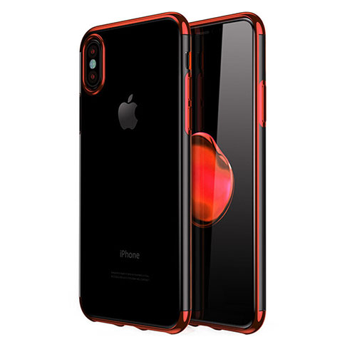 Custodia Silicone Trasparente Ultra Sottile Cover Morbida V02 per Apple iPhone Xs Max Rosso