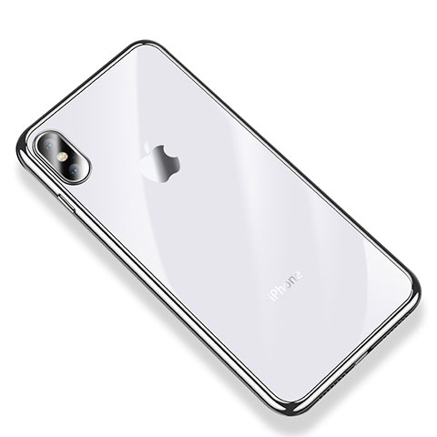 Custodia Silicone Trasparente Ultra Sottile Cover Morbida V03 per Apple iPhone Xs Max Argento