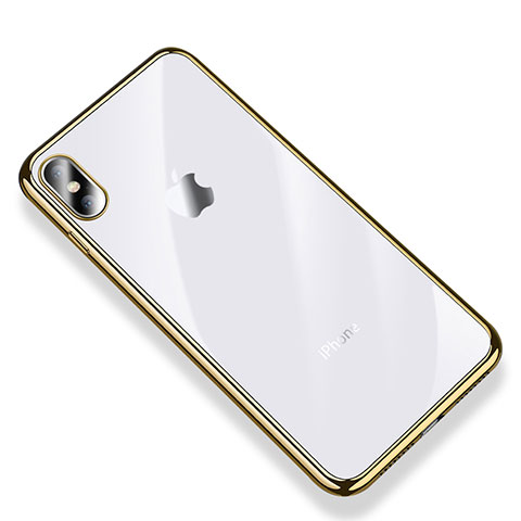 Custodia Silicone Trasparente Ultra Sottile Cover Morbida V03 per Apple iPhone Xs Oro