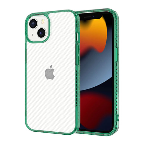 Custodia Silicone Trasparente Ultra Sottile Cover Morbida YJ1 per Apple iPhone 13 Verde Notte