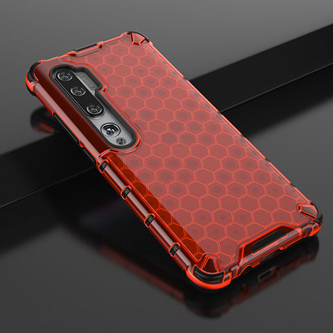 Custodia Silicone Trasparente Ultra Sottile Cover Morbida Z01 per Xiaomi Mi Note 10 Pro Rosso