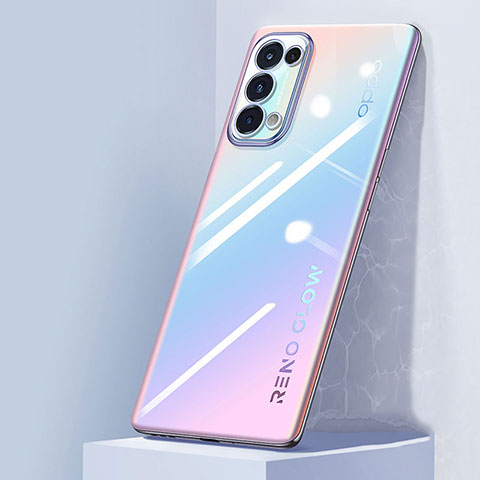 Custodia Silicone Trasparente Ultra Sottile Cover Morbida Z02 per Oppo Reno5 Pro 5G Lavanda