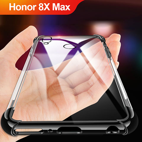 Custodia Silicone Trasparente Ultra Sottile Morbida A02 per Huawei Honor 8X Max Nero