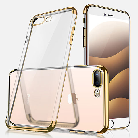 Custodia Silicone Trasparente Ultra Sottile Morbida A07 per Apple iPhone 8 Plus Oro