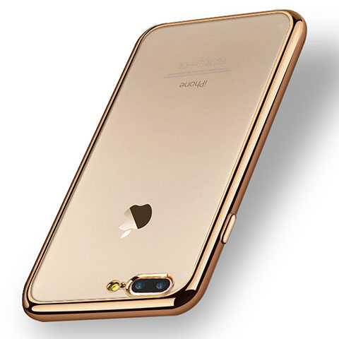 Custodia Silicone Trasparente Ultra Sottile Morbida A08 per Apple iPhone 7 Plus Oro