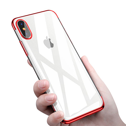 Custodia Silicone Trasparente Ultra Sottile Morbida C16 per Apple iPhone X Rosso