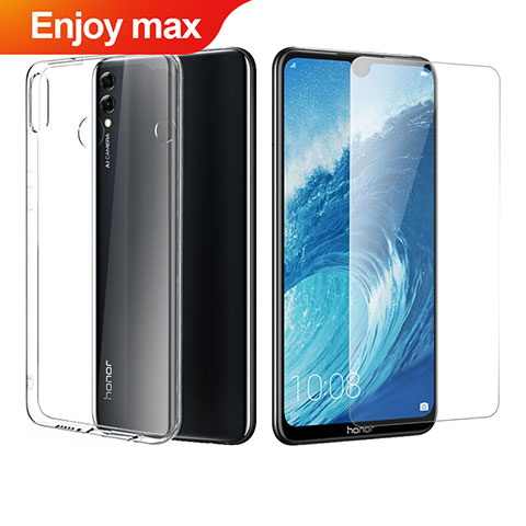 Custodia Silicone Trasparente Ultra Sottile Morbida con Pellicola Protettiva per Huawei Enjoy Max Chiaro