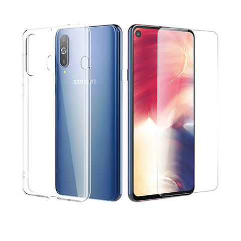 Custodia Silicone Trasparente Ultra Sottile Morbida con Pellicola Protettiva per Samsung Galaxy A8s SM-G8870 Chiaro