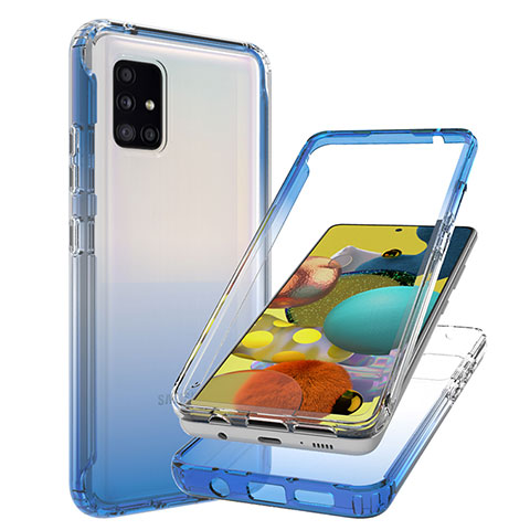 Custodia Silicone Trasparente Ultra Sottile Morbida Cover Fronte e Retro 360 Gradi Sfumato JX1 per Samsung Galaxy A51 4G Blu