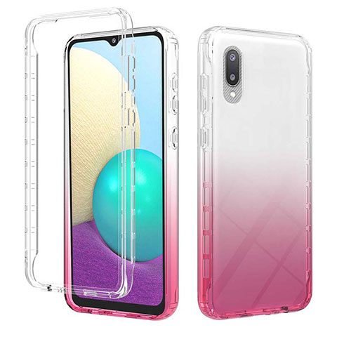 Custodia Silicone Trasparente Ultra Sottile Morbida Cover Fronte e Retro 360 Gradi Sfumato JX1 per Samsung Galaxy M02 Rosa