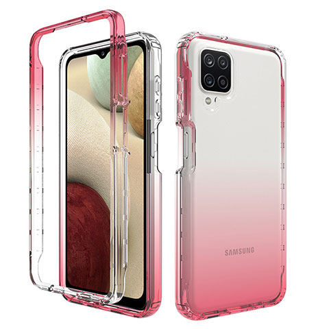 Custodia Silicone Trasparente Ultra Sottile Morbida Cover Fronte e Retro 360 Gradi Sfumato JX1 per Samsung Galaxy M12 Rosa Caldo