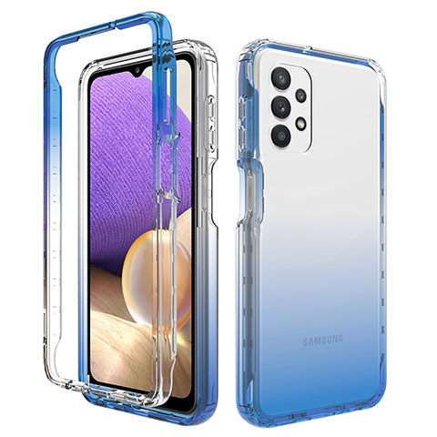 Custodia Silicone Trasparente Ultra Sottile Morbida Cover Fronte e Retro 360 Gradi Sfumato JX1 per Samsung Galaxy M32 5G Blu