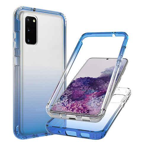 Custodia Silicone Trasparente Ultra Sottile Morbida Cover Fronte e Retro 360 Gradi Sfumato JX1 per Samsung Galaxy S20 5G Blu