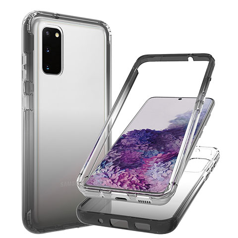 Custodia Silicone Trasparente Ultra Sottile Morbida Cover Fronte e Retro 360 Gradi Sfumato JX1 per Samsung Galaxy S20 5G Nero