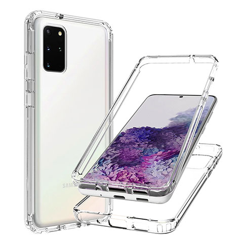 Custodia Silicone Trasparente Ultra Sottile Morbida Cover Fronte e Retro 360 Gradi Sfumato JX1 per Samsung Galaxy S20 Plus 5G Chiaro