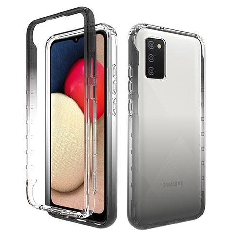 Custodia Silicone Trasparente Ultra Sottile Morbida Cover Fronte e Retro 360 Gradi Sfumato JX4 per Samsung Galaxy A02s Nero