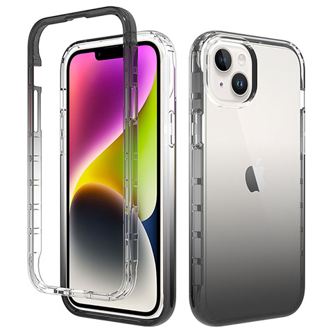 Custodia Silicone Trasparente Ultra Sottile Morbida Cover Fronte e Retro 360 Gradi Sfumato per Apple iPhone 14 Grigio Scuro