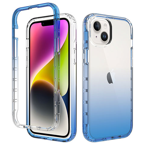 Custodia Silicone Trasparente Ultra Sottile Morbida Cover Fronte e Retro 360 Gradi Sfumato per Apple iPhone 15 Blu