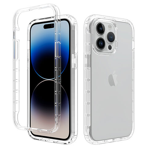 Custodia Silicone Trasparente Ultra Sottile Morbida Cover Fronte e Retro 360 Gradi Sfumato per Apple iPhone 15 Pro Max Chiaro