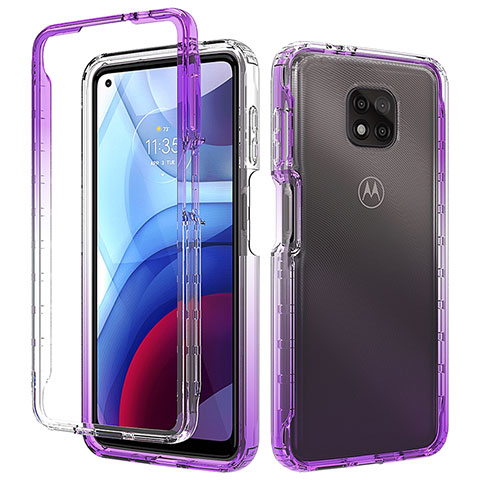 Custodia Silicone Trasparente Ultra Sottile Morbida Cover Fronte e Retro 360 Gradi Sfumato per Motorola Moto G Power (2021) Viola