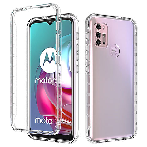Custodia Silicone Trasparente Ultra Sottile Morbida Cover Fronte e Retro 360 Gradi Sfumato per Motorola Moto G10 Chiaro