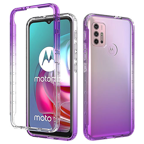 Custodia Silicone Trasparente Ultra Sottile Morbida Cover Fronte e Retro 360 Gradi Sfumato per Motorola Moto G10 Viola
