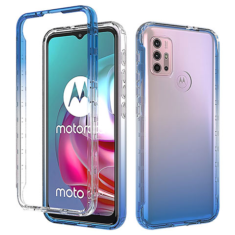 Custodia Silicone Trasparente Ultra Sottile Morbida Cover Fronte e Retro 360 Gradi Sfumato per Motorola Moto G30 Blu