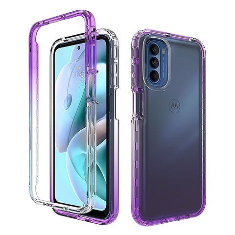 Custodia Silicone Trasparente Ultra Sottile Morbida Cover Fronte e Retro 360 Gradi Sfumato per Motorola Moto G41 Viola