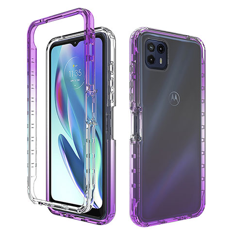 Custodia Silicone Trasparente Ultra Sottile Morbida Cover Fronte e Retro 360 Gradi Sfumato per Motorola Moto G50 5G Viola