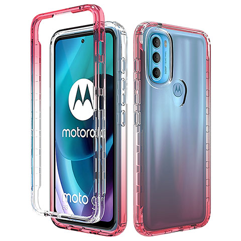Custodia Silicone Trasparente Ultra Sottile Morbida Cover Fronte e Retro 360 Gradi Sfumato per Motorola Moto G71 5G Rosso