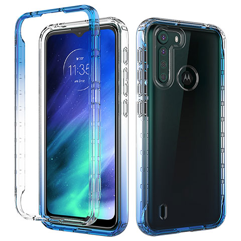 Custodia Silicone Trasparente Ultra Sottile Morbida Cover Fronte e Retro 360 Gradi Sfumato per Motorola Moto One Fusion Blu