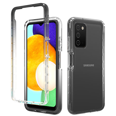 Custodia Silicone Trasparente Ultra Sottile Morbida Cover Fronte e Retro 360 Gradi Sfumato per Samsung Galaxy A02s Grigio Scuro