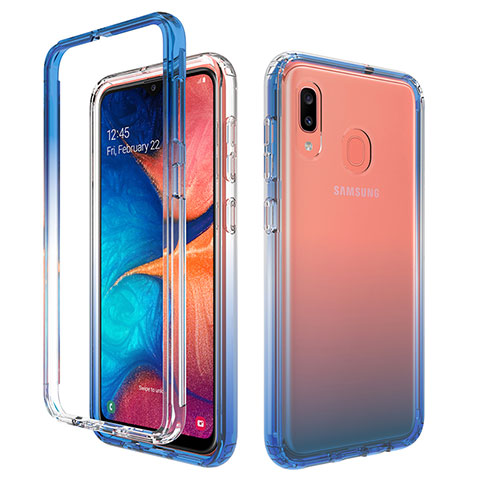 Custodia Silicone Trasparente Ultra Sottile Morbida Cover Fronte e Retro 360 Gradi Sfumato per Samsung Galaxy A30 Blu
