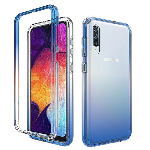 Custodia Silicone Trasparente Ultra Sottile Morbida Cover Fronte e Retro 360 Gradi Sfumato per Samsung Galaxy A30S Blu